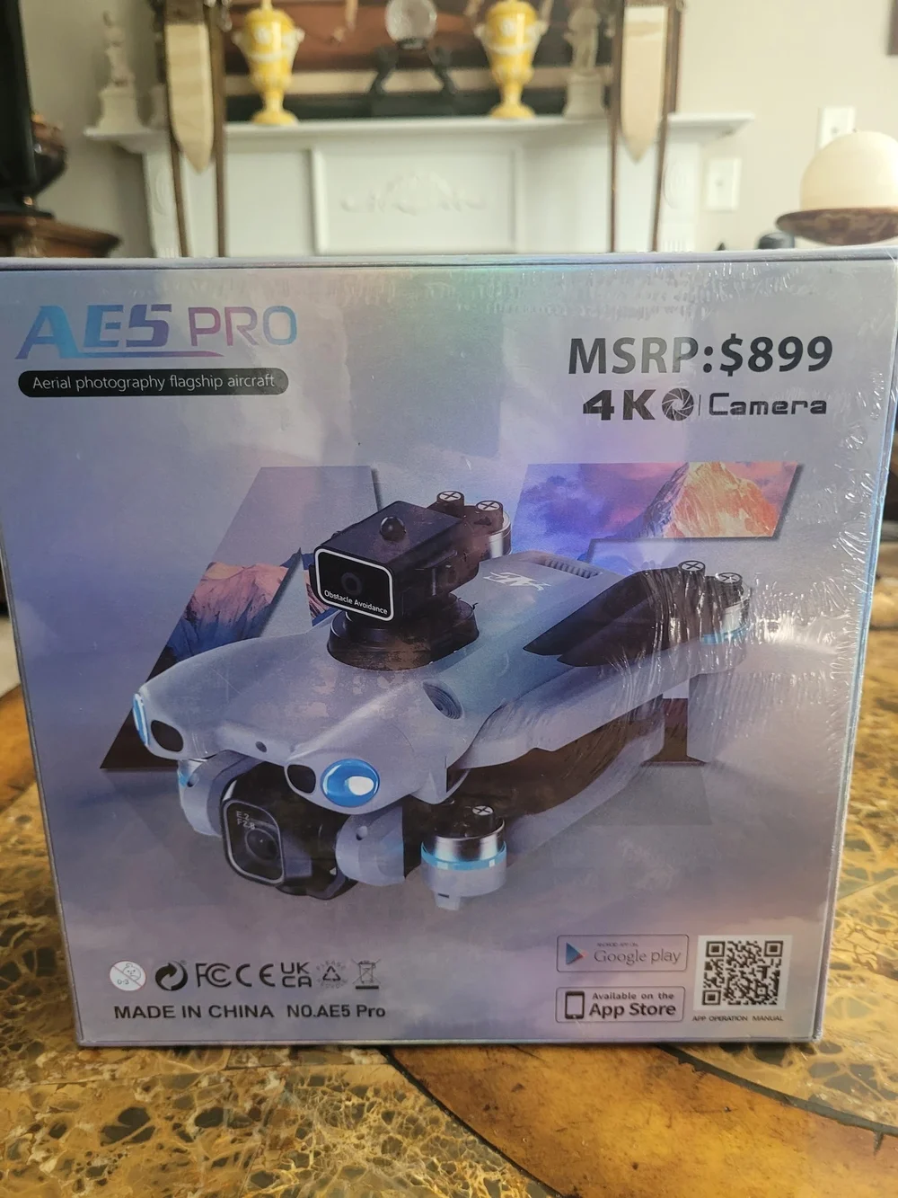 AES Pro 4K Camera Drone - Light Gray/Blue